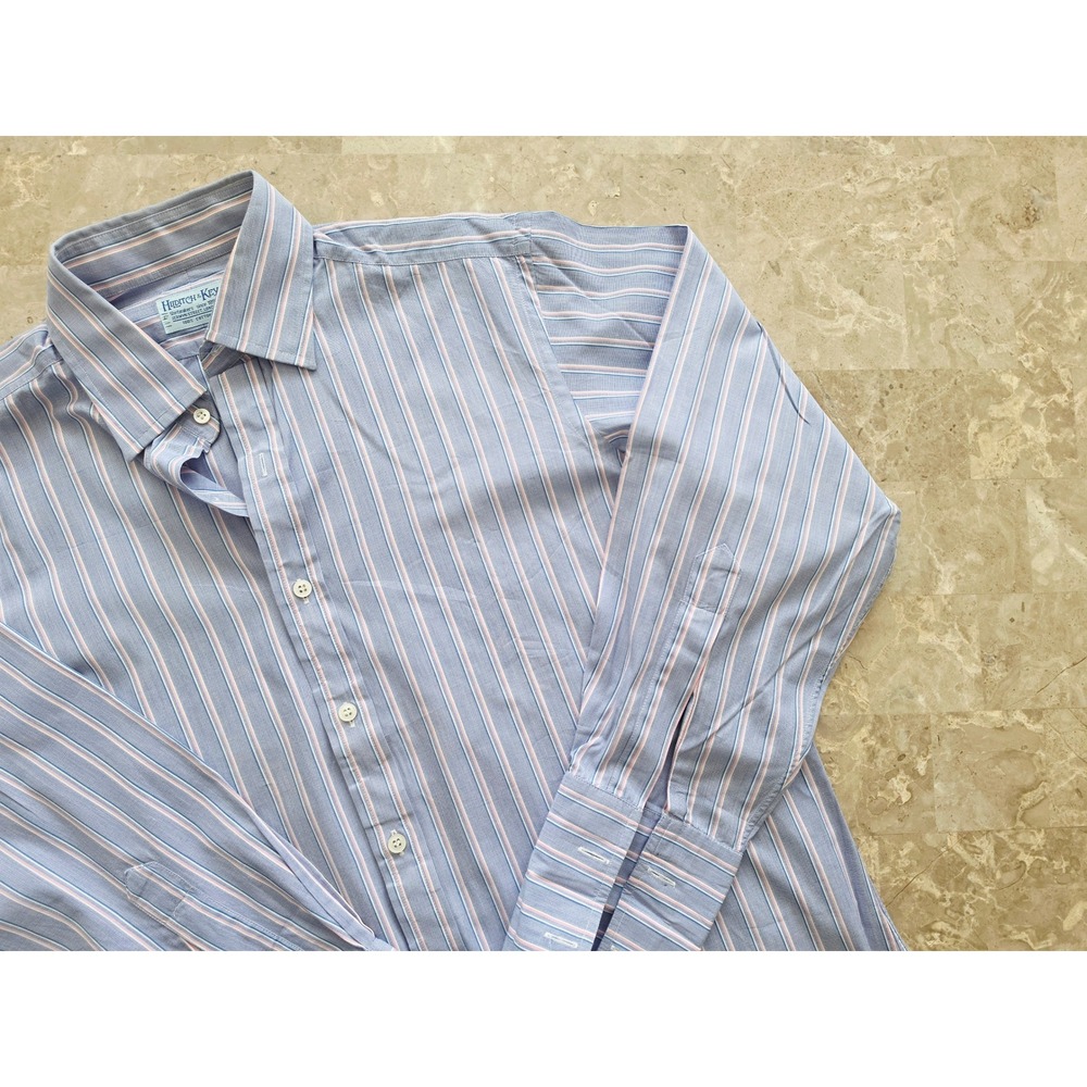 Hilditch & Key Tailored Dress Shirt French Cuff Stripe Cotton England Mens Large